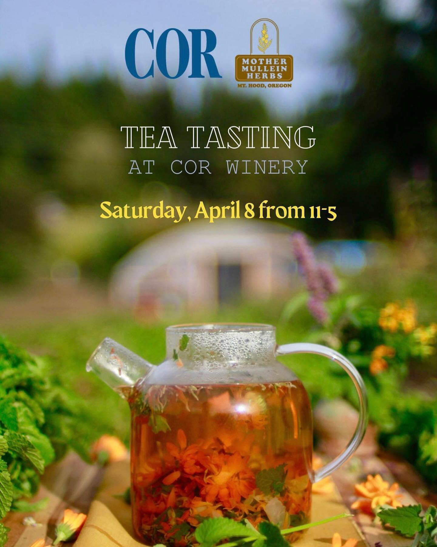 This Saturday! 

🌷 Spring pop up sale at @corcellars 🌷 taste all of our Oregon grown teas and some delicious wines! Is there a better combo than that? We&rsquo;ll have our blends and bulk teas available. 

See you in Lyle!