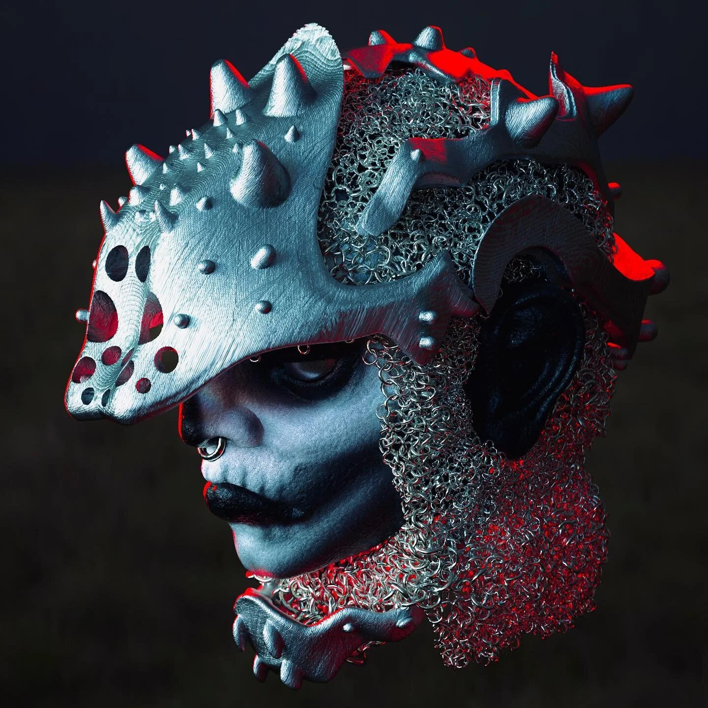 Late night 3D sculpt and lighting studies. Chain mail, armor, &amp; head sculpted in Adobe medium. Both scenes rendered with Octane using ACES.
.
.
.
.
.
#adobemedium #oculusmedium #vrart #characterdesign #chainmail #digitalart #darksouls #vr #octane