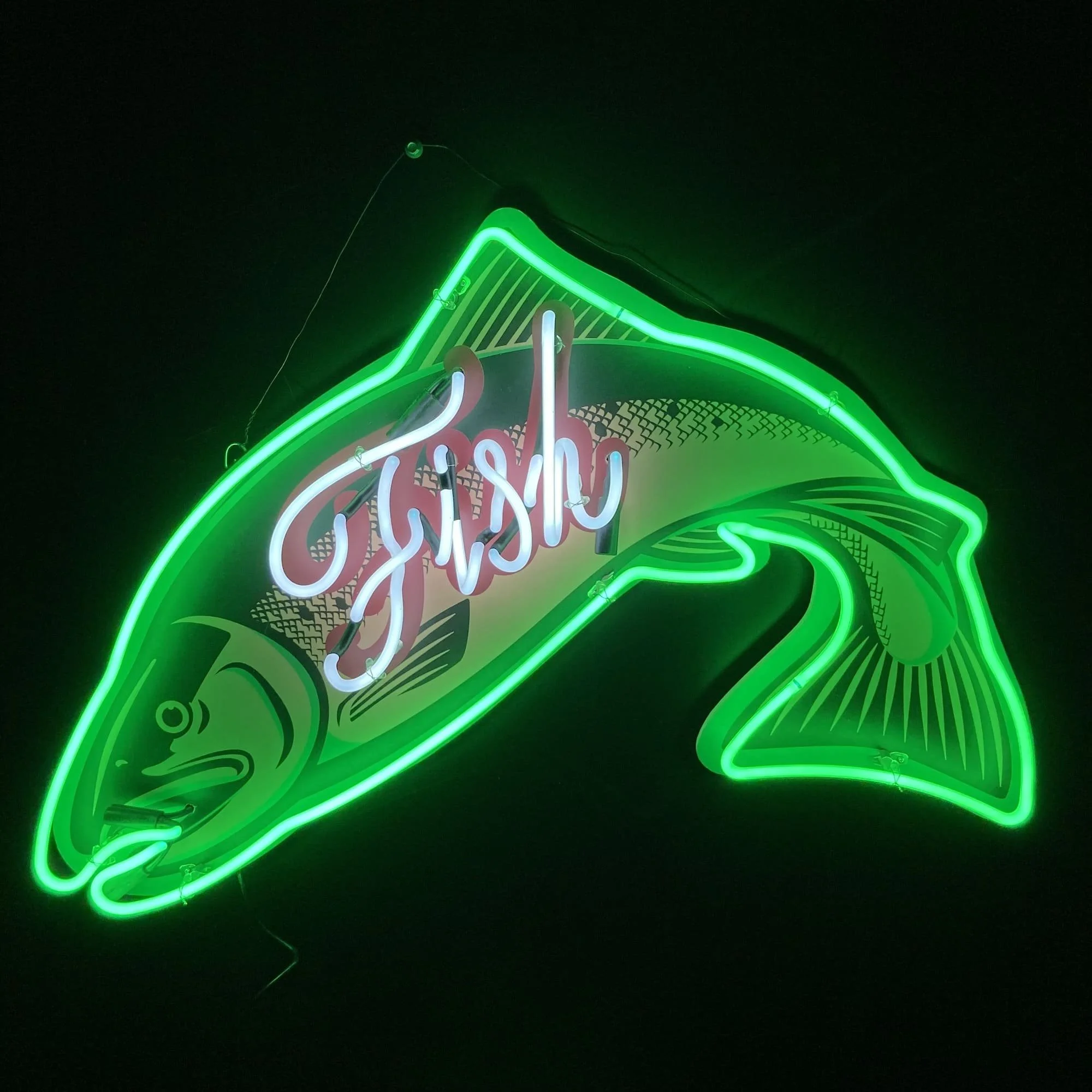 fish seafood neon sign prop rental