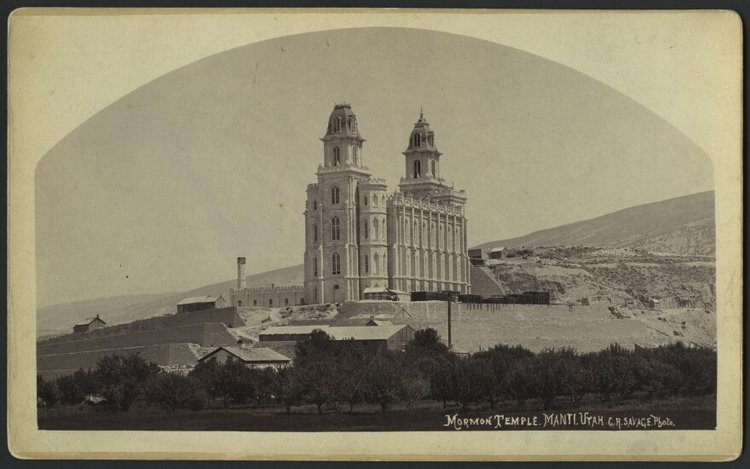 Early photo of the Manti Temple -  - Story of Minerva Teichert and the Manti Temple
