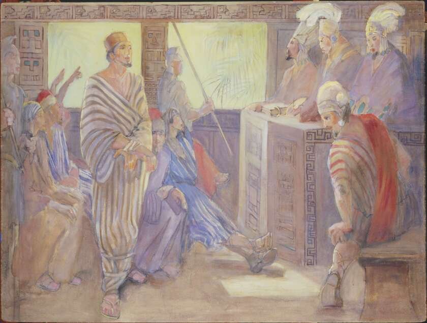 Trial of Abinadi by Minerva Teichert