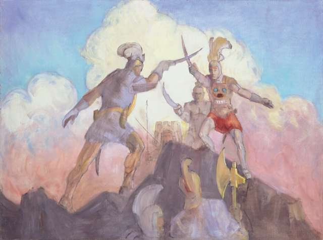 Alma Overcomes Amlici by Minerva Teichert