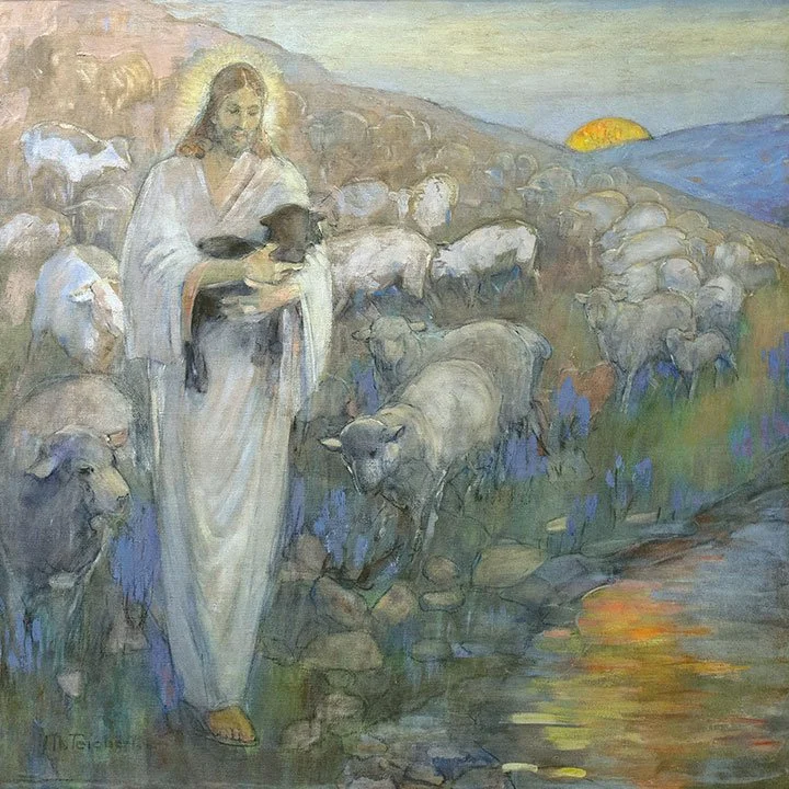 Minerva Teichert Rescue of the Lost lamb full image LDS art and Mormon Art