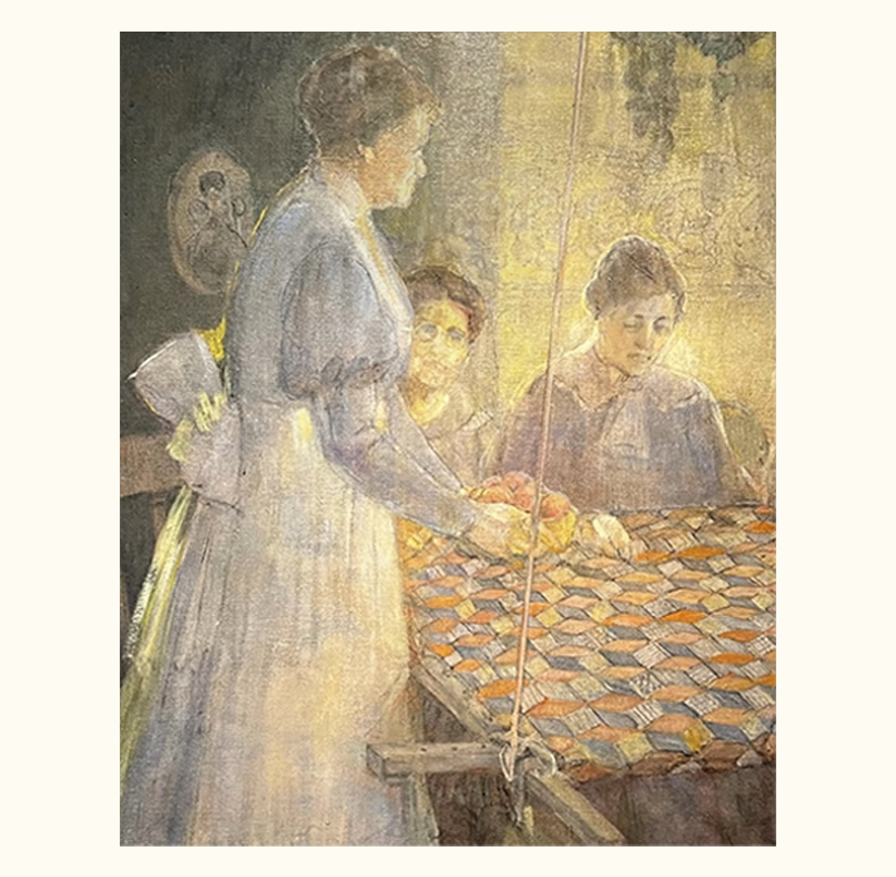 Minerva Teichert art titled Quilting Bee
