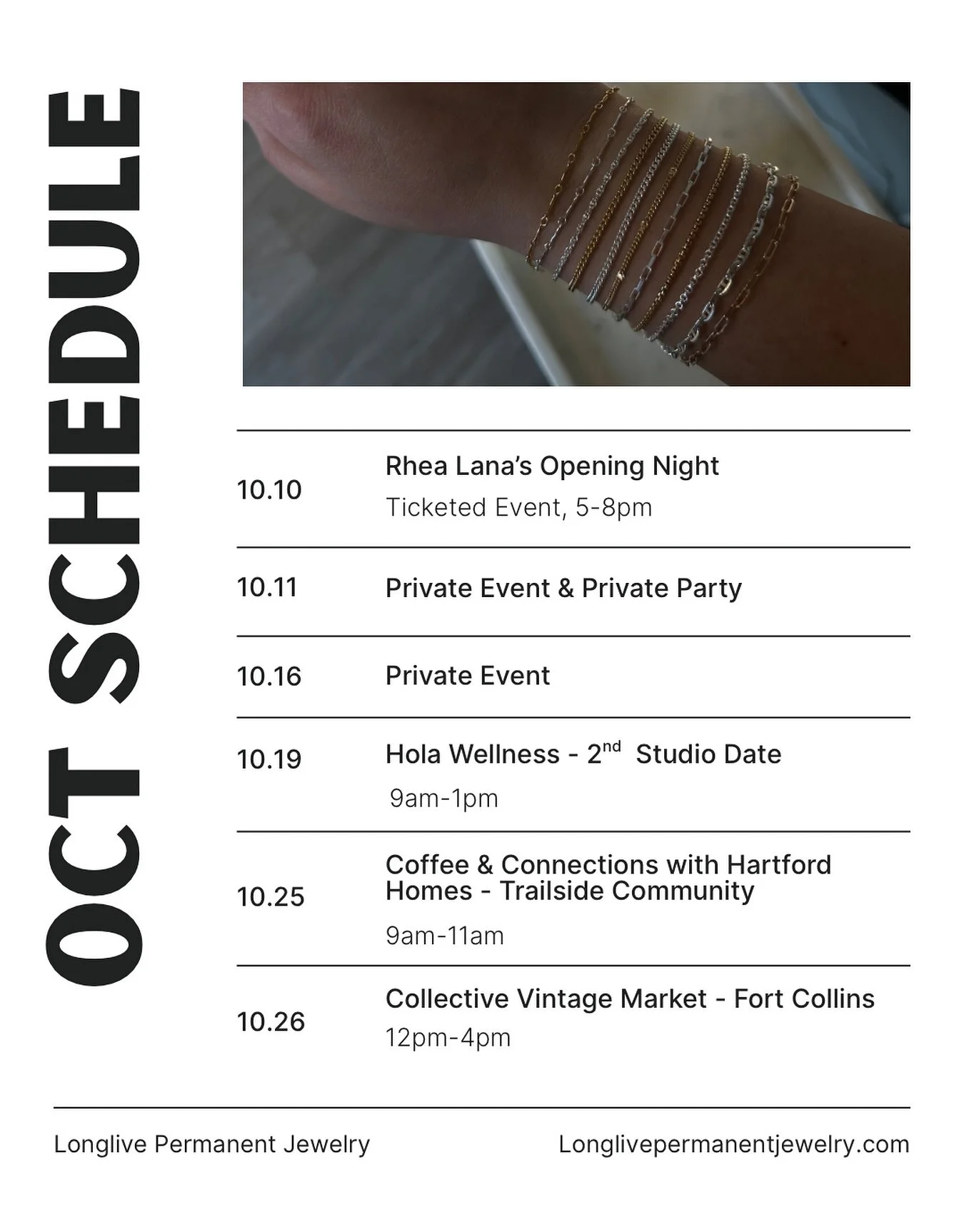 Remainder of October schedule 🎃

If you don&rsquo;t see a date that works for you for a pop-up check our website or click the link in our bio to see our availability at our Fort Collins studio inside of @primandpolishfoco or our West Greeley studio 