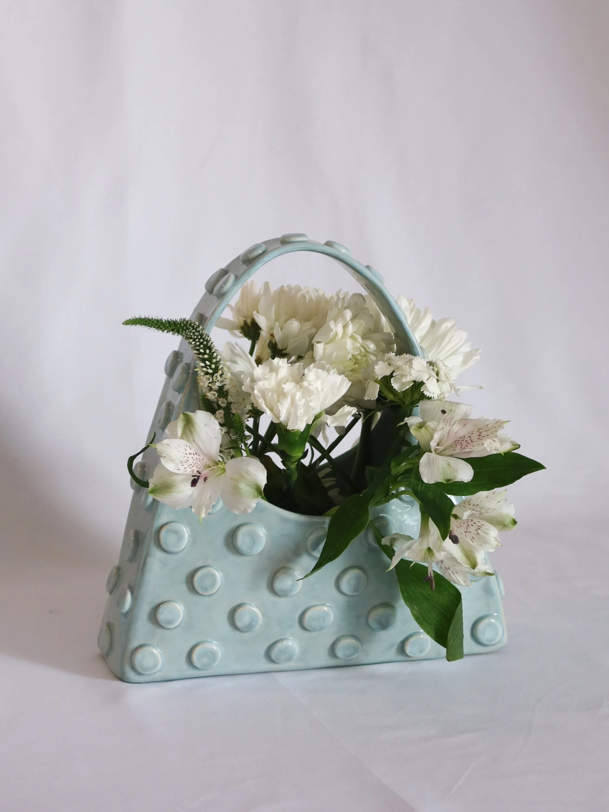 Molted Blue Polka Dot Ceramic Bag