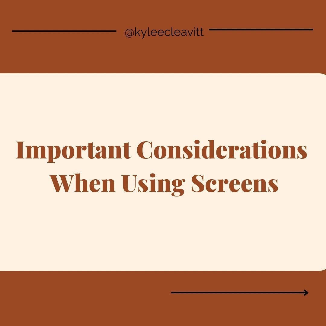 Important things to consider when using screens:

✨The amount of time your child is on screens
✨Time of day when using screens
✨The content being consumed on the screens
✨If viewing alone or with a parent

Swipe through the post to learn why these ar