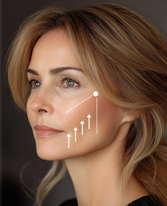 Woman illustrating facial support and natural rejuvenation with Profhilo Structura treatment at Face to Face by Marjan, Sydney.