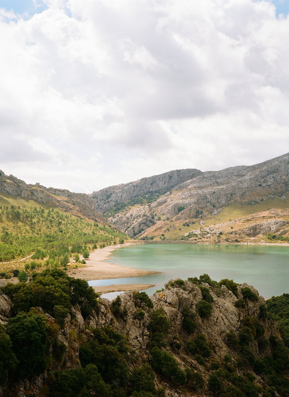  film image of a lake in the mountains of Mallorca, Spain 