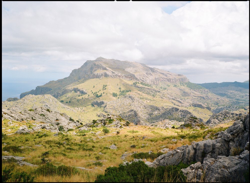  mountain scene and sky from Mallorca, Spain taken on film 