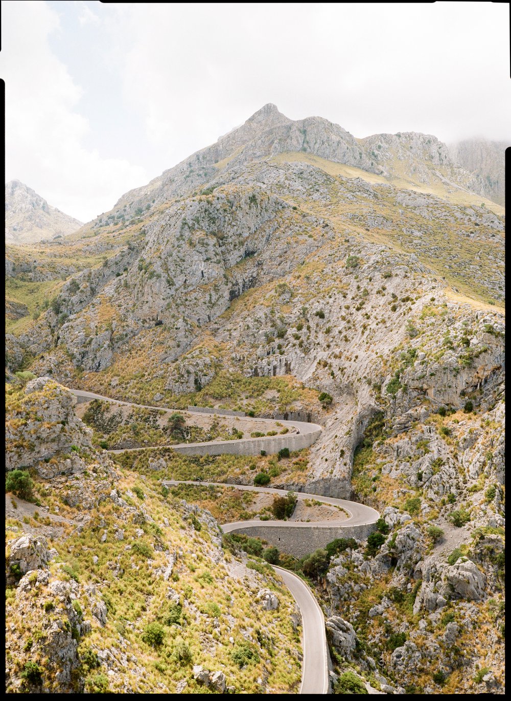  bending roads going down the mountain of Mallorca, Spain 