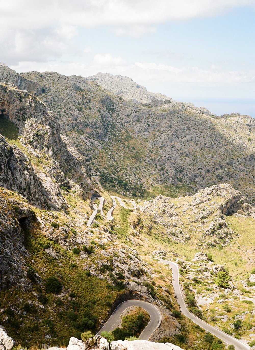  looking down the mountain roads of Mallorca, Spain taken on film 