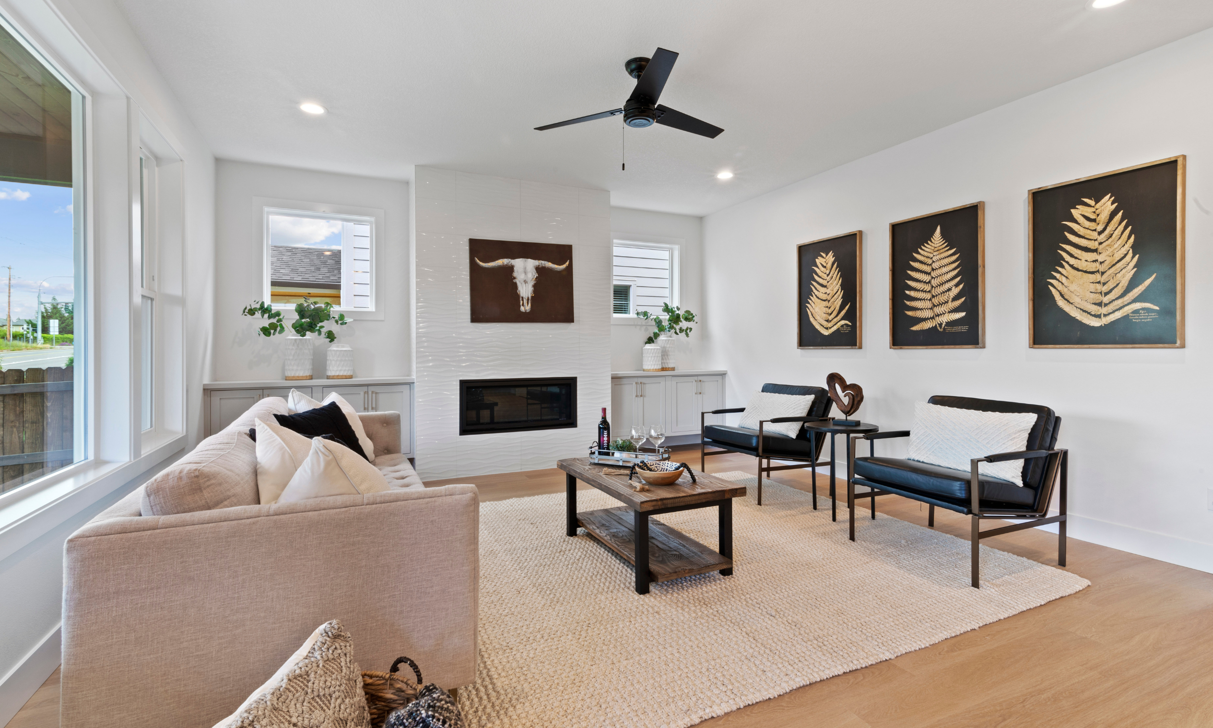Staged living room at another angle