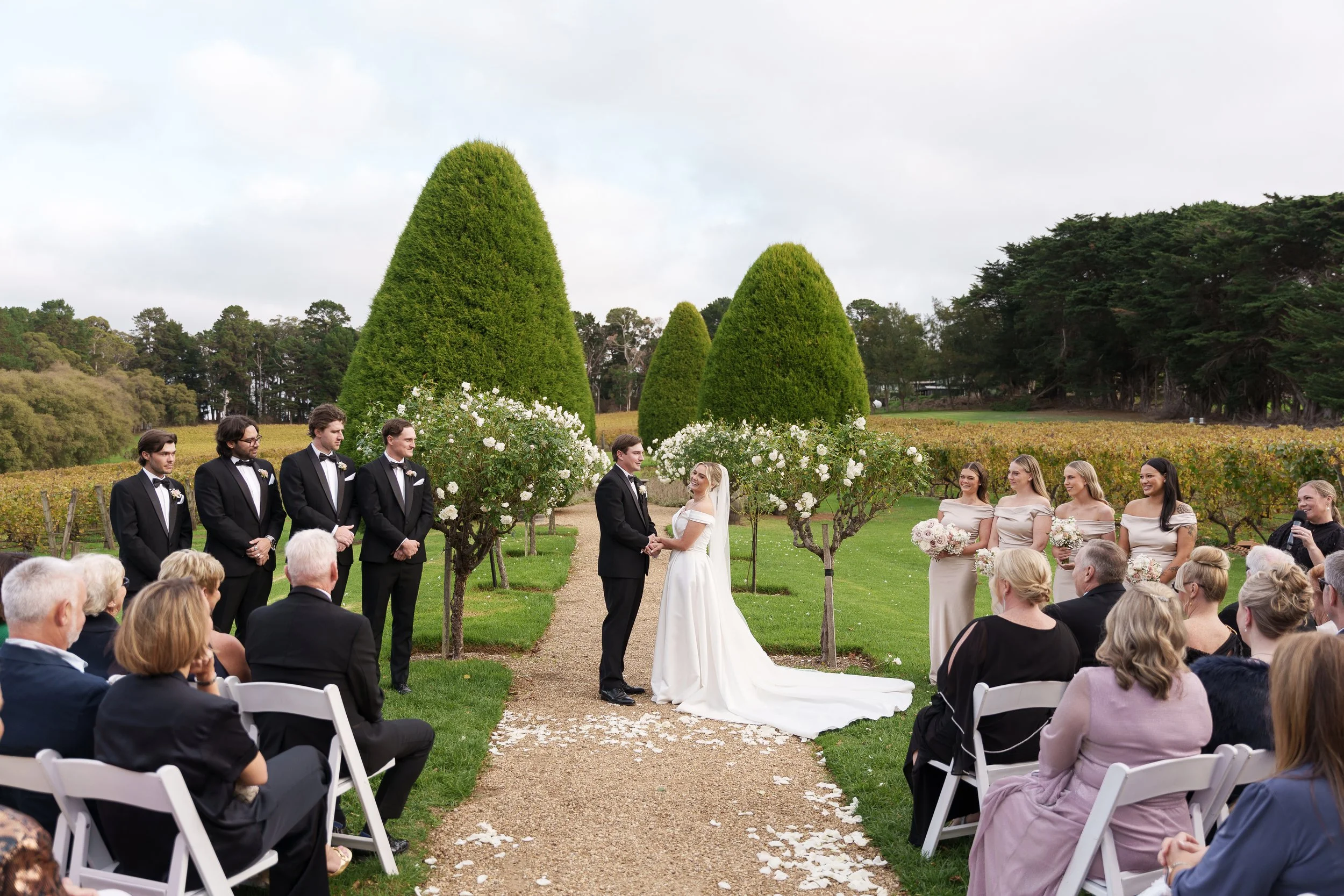 Wedding photo of a bride and groom during their wedding ceremony at Lindenderry Red Hill
