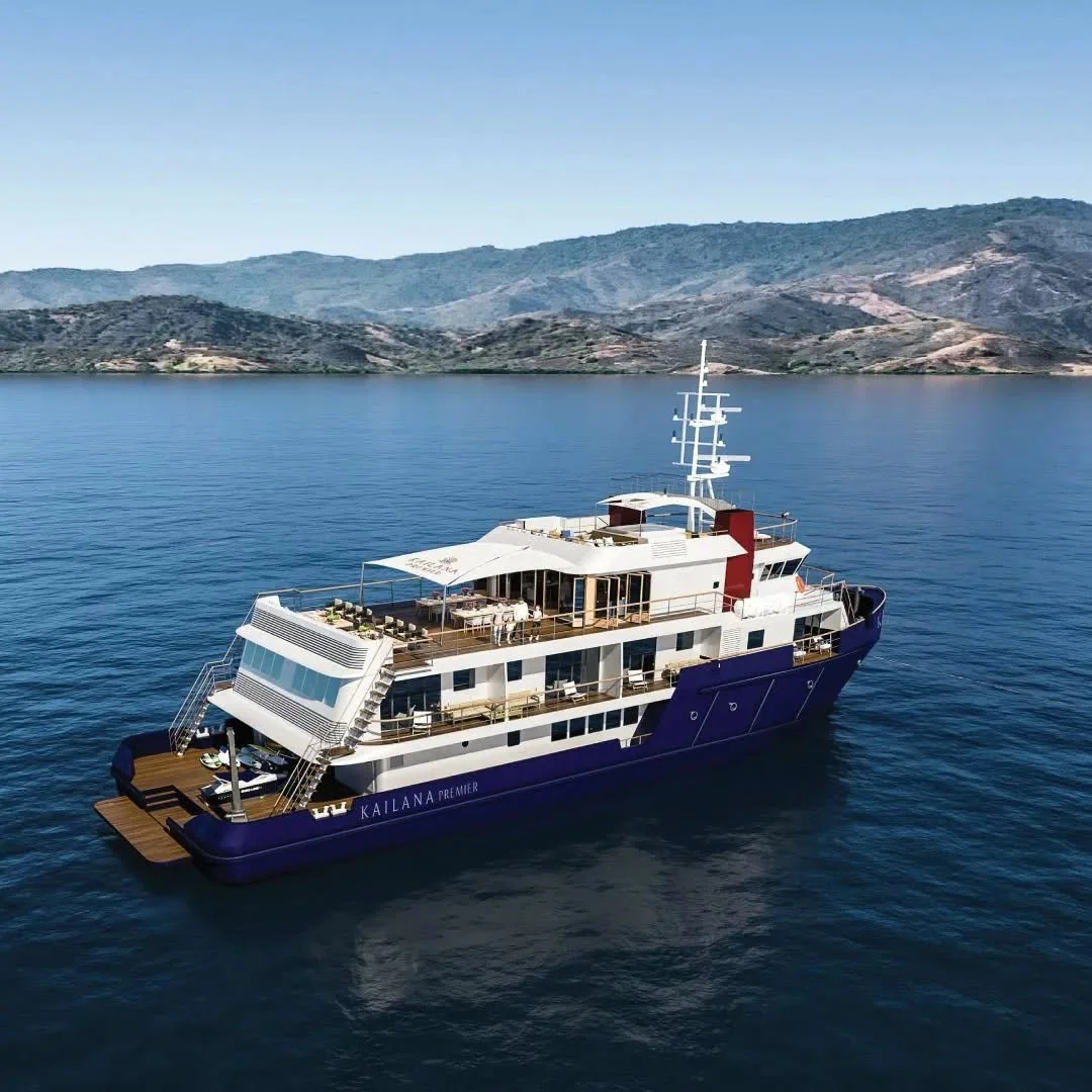The Kailana Premier is a dialogue between old and new; past and future. 

Built originally as a fire-fighting support vessel for oil and gas exploration, she maintains the highest safety standards and reliability for travel across the roughest oceans