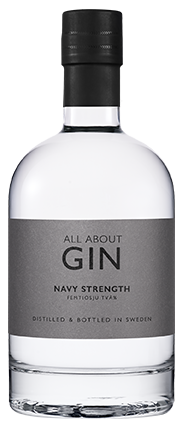 All About Navy Strength Gin flaska mot transparent bakgrund