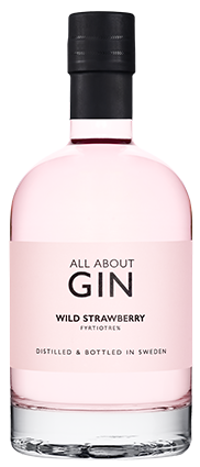 All About Wild Strawberry gin flaska mot transparant bakgrund