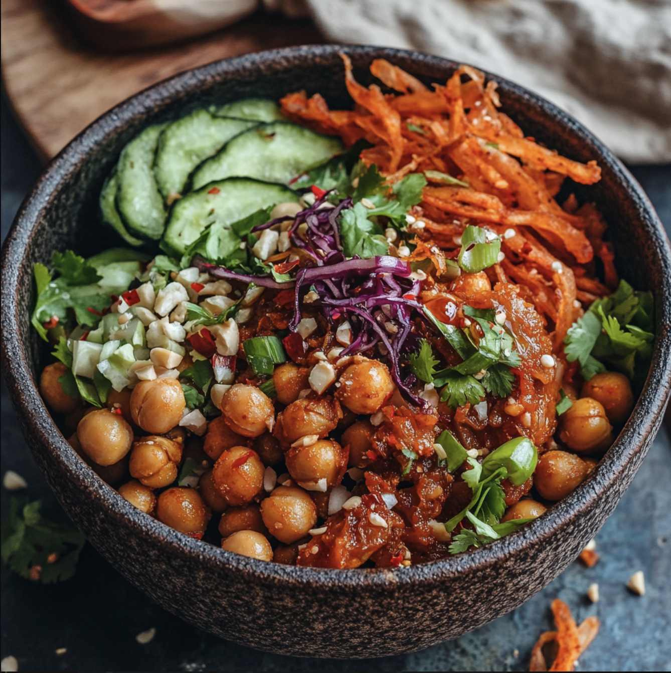 Ayurvedic Kimchi Salad with Crispy Chickpeas (V)