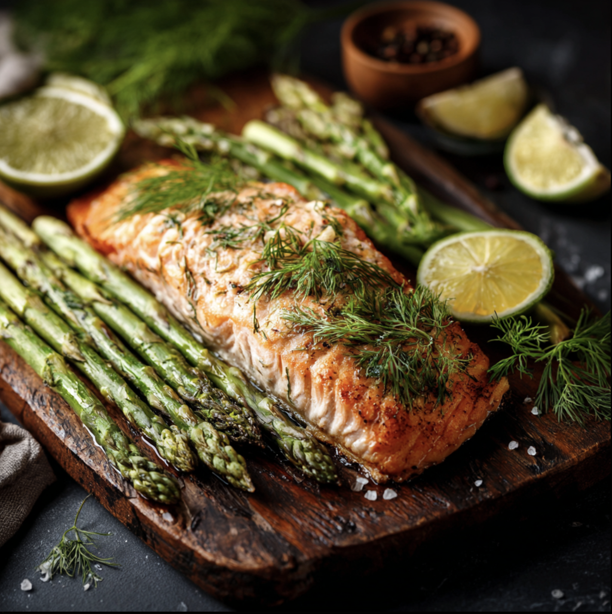 Baked Salmon with Steamed Asparagus (Fish)