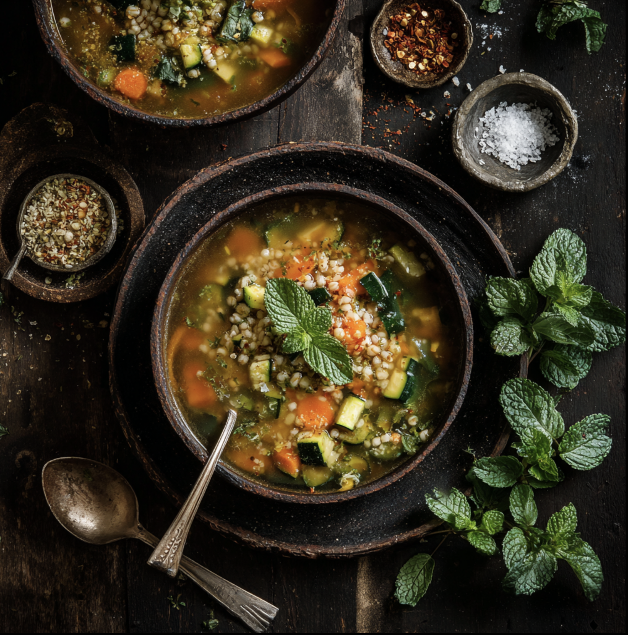 Cooling Barley & Vegetable Soup (Vegetarian)