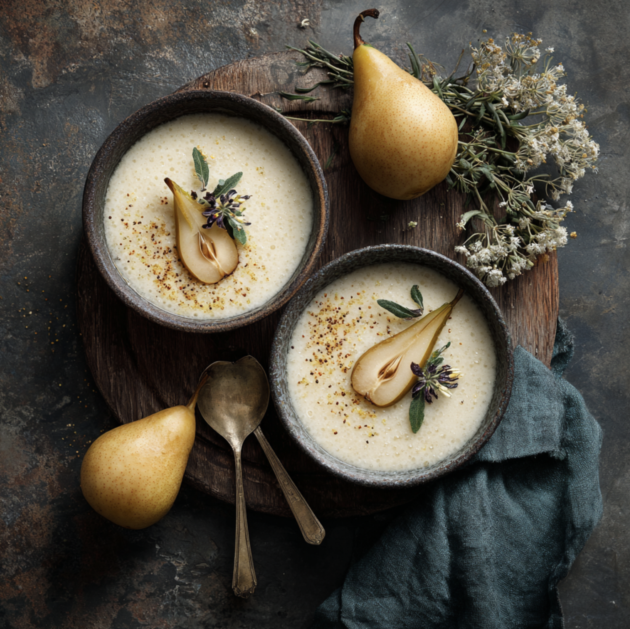 Coconut Amaranth Pudding with Pears (Vegetarian)