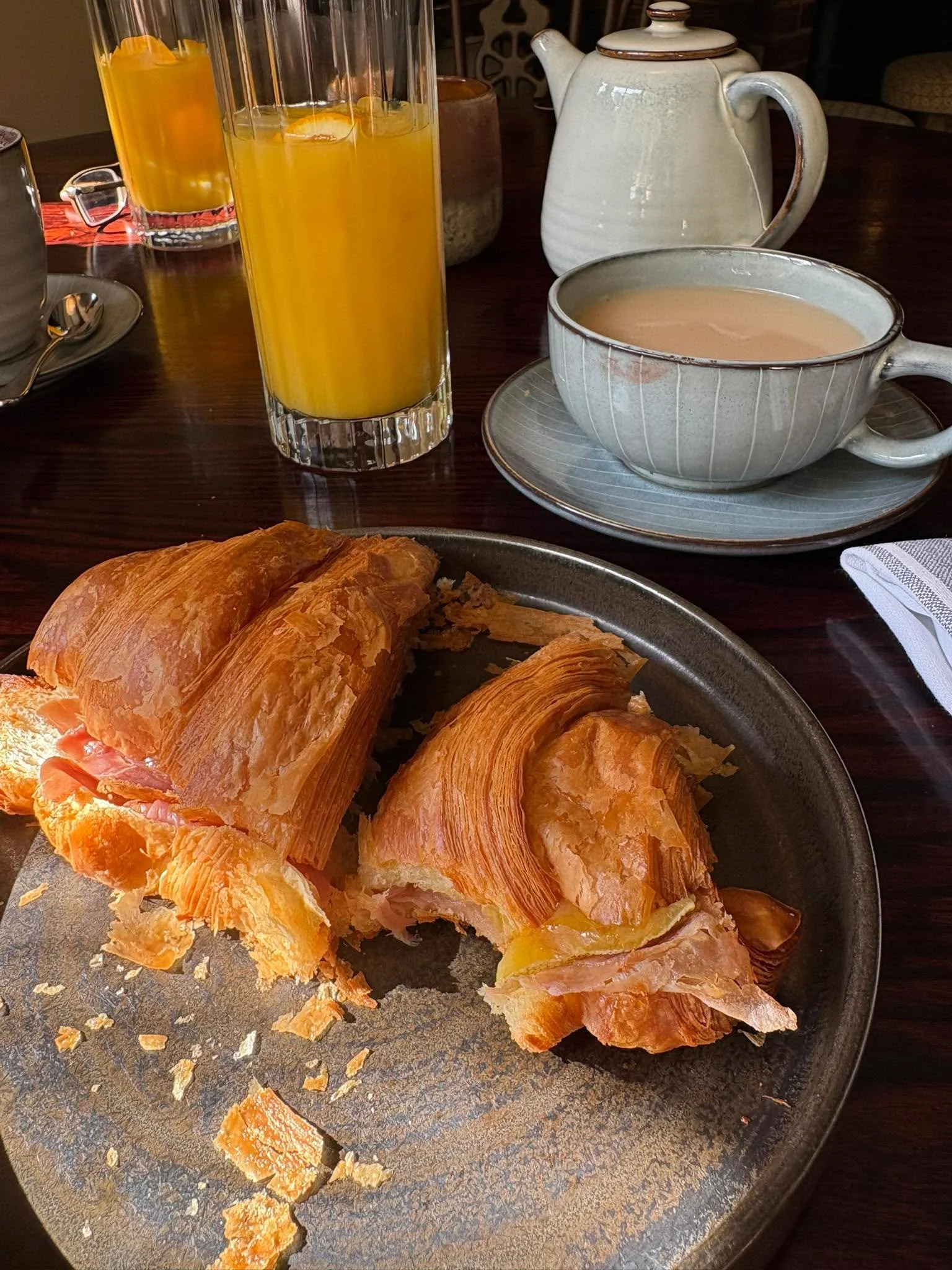 Rob and I enjoyed a yummy cheese and Parma ham croissant at The Mutton at Hazeley Heath this morning