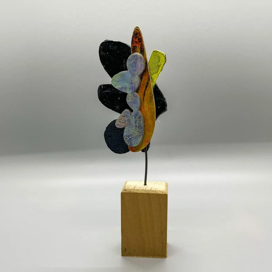 Cardboard, Acrylic Paint, Wire, Wood, Appox. 6"