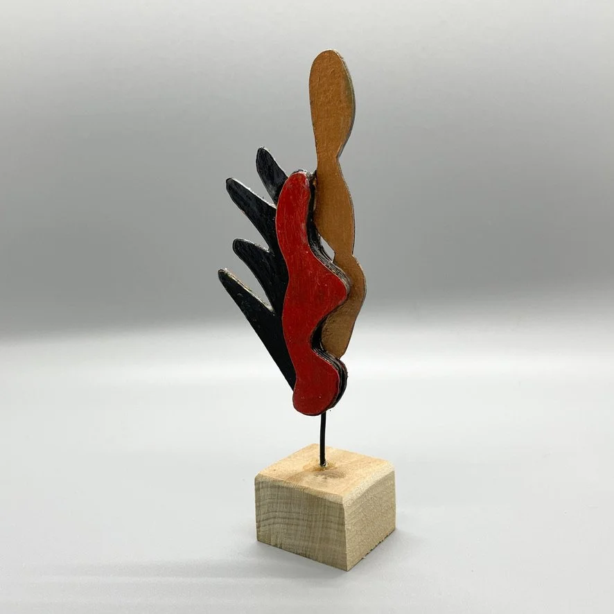 Cardboard, Acrylic Paint, Wire, Wood, Appox. 6"