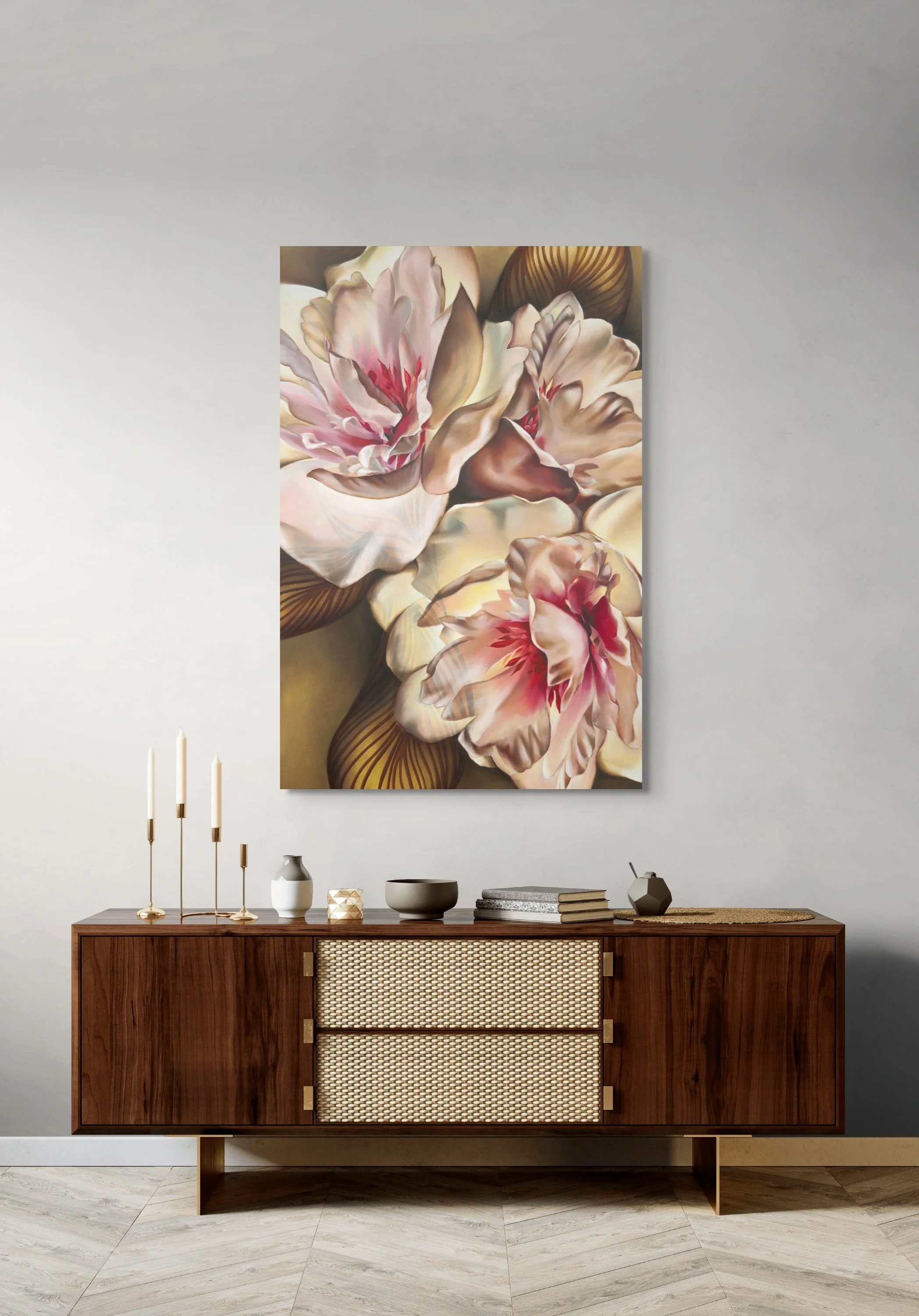 dana-teruya-len-festival-floral-oil-painting-midcentury-console-interior.jpg