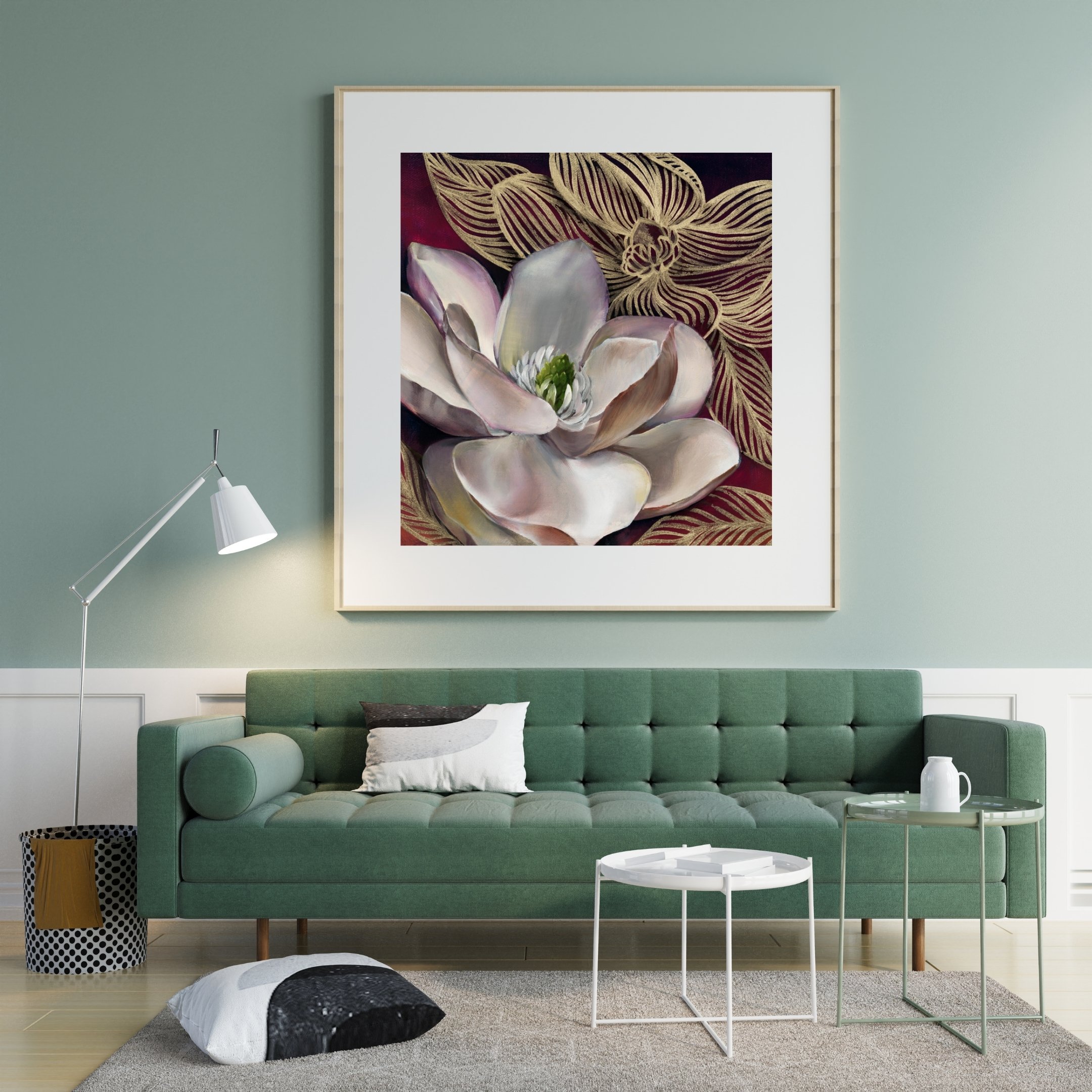 Magnolia Soft Green 3D Illustration Wall Frame Mockup Instagram Post.jpg