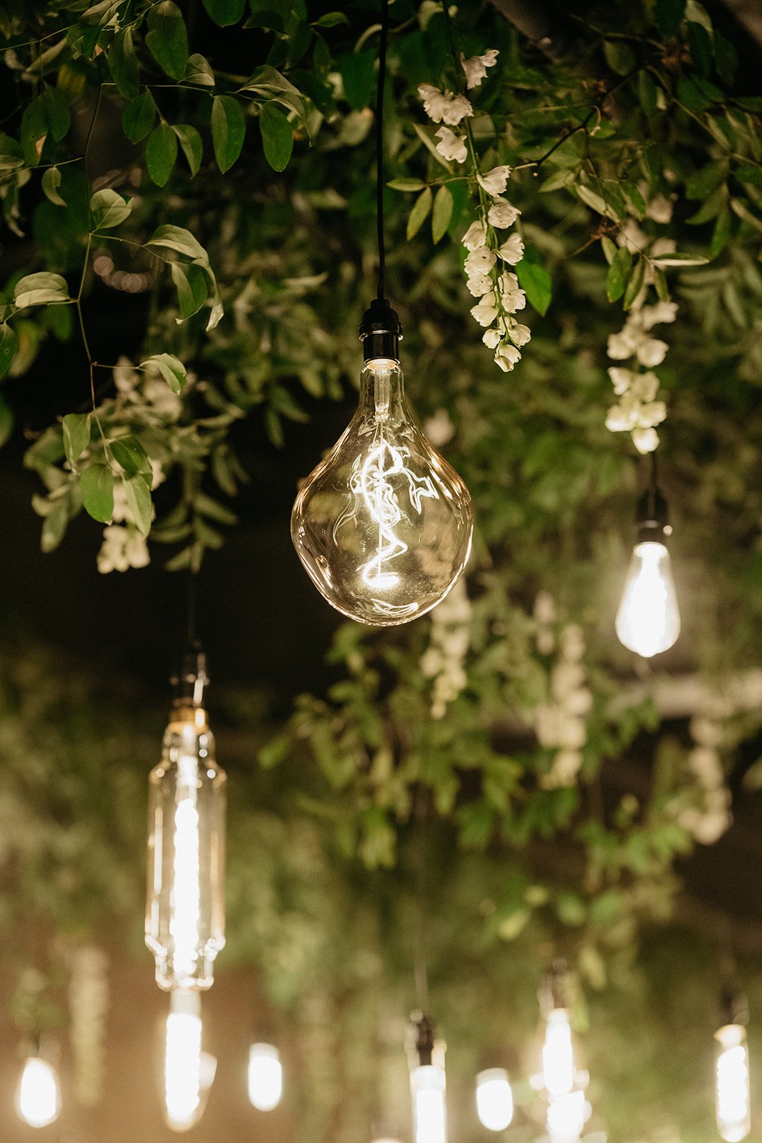 Edison Bulbs With Greenery | Event Lighting by Renowned 