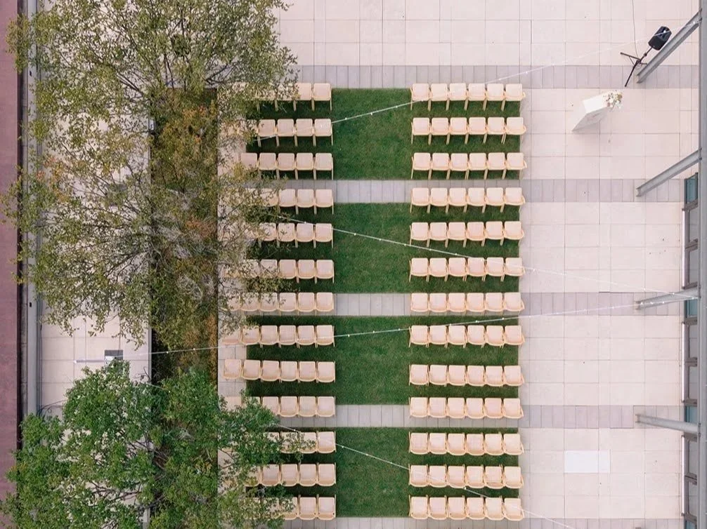 String Lights over Rooftop Ceremony Space