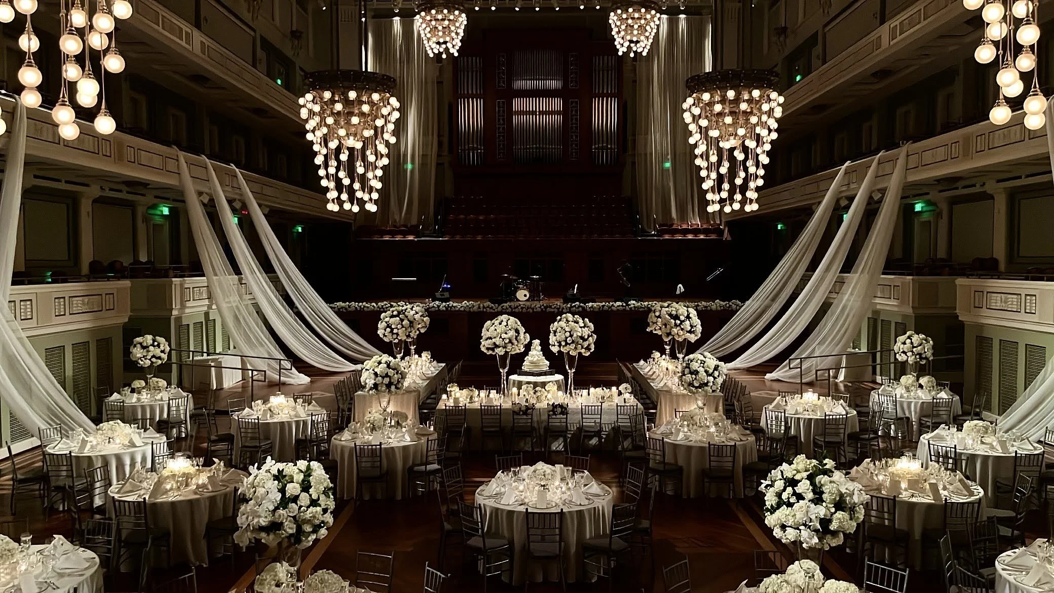 Organ Draping, Balcony Wall Swags, & Table Washing with Lights