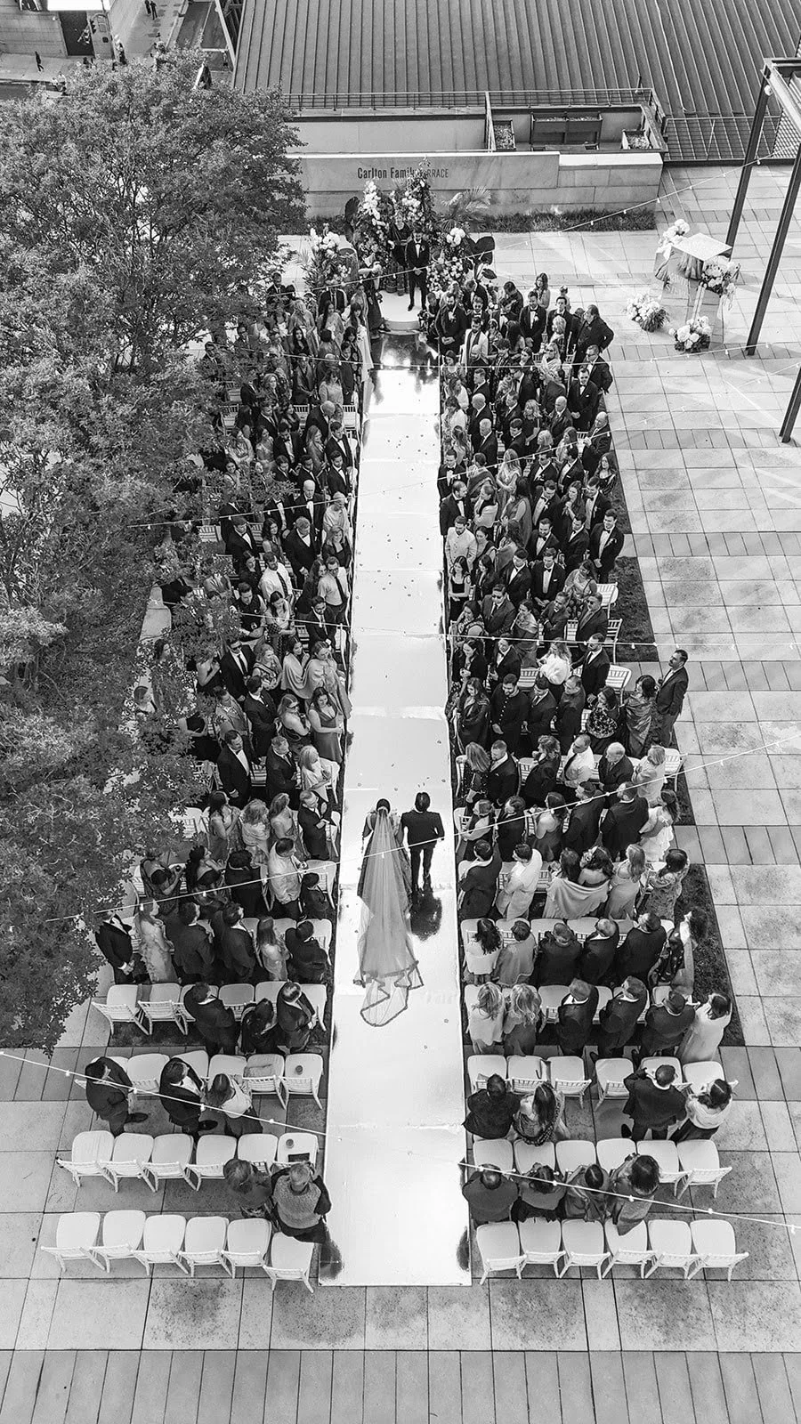 Mirrored Aisle with String Lighting