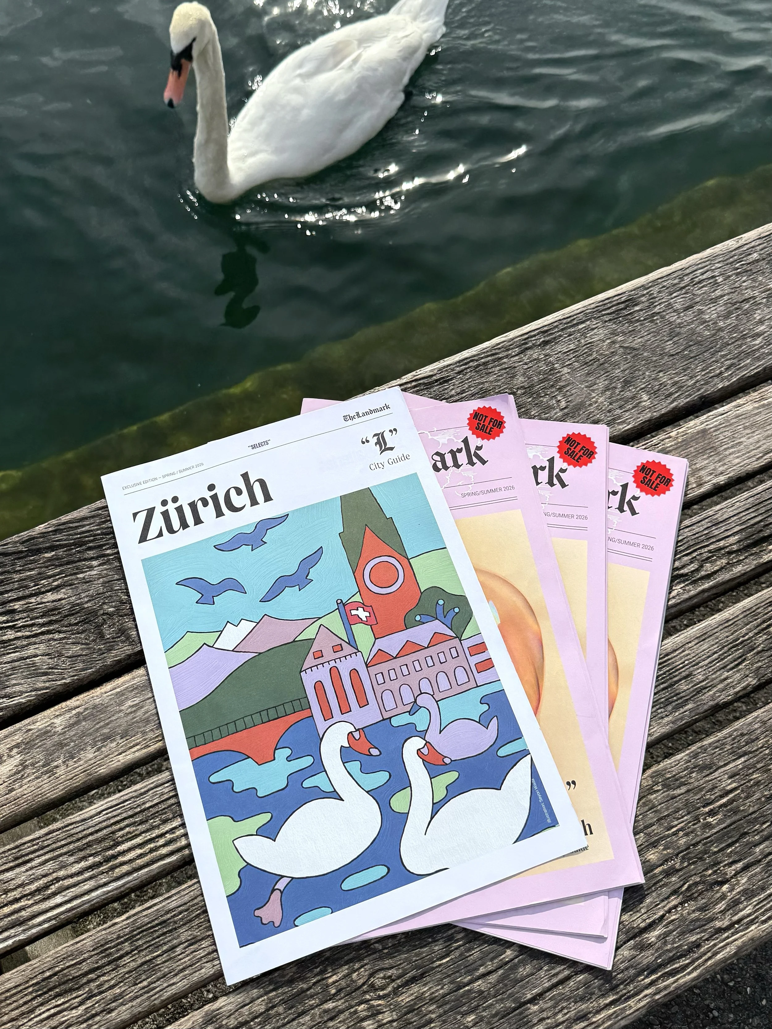 Cover illustration for LAND TO LAND journal featuring a view of Zürich through Sayori Wada’s eyes.