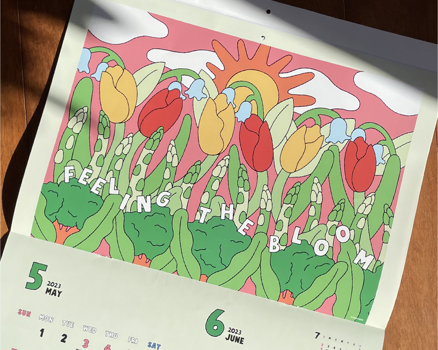 Detail of 2023 calendar illustrations for HOKUREN agricultural cooperative created by freelance illustrator Sayori Wada