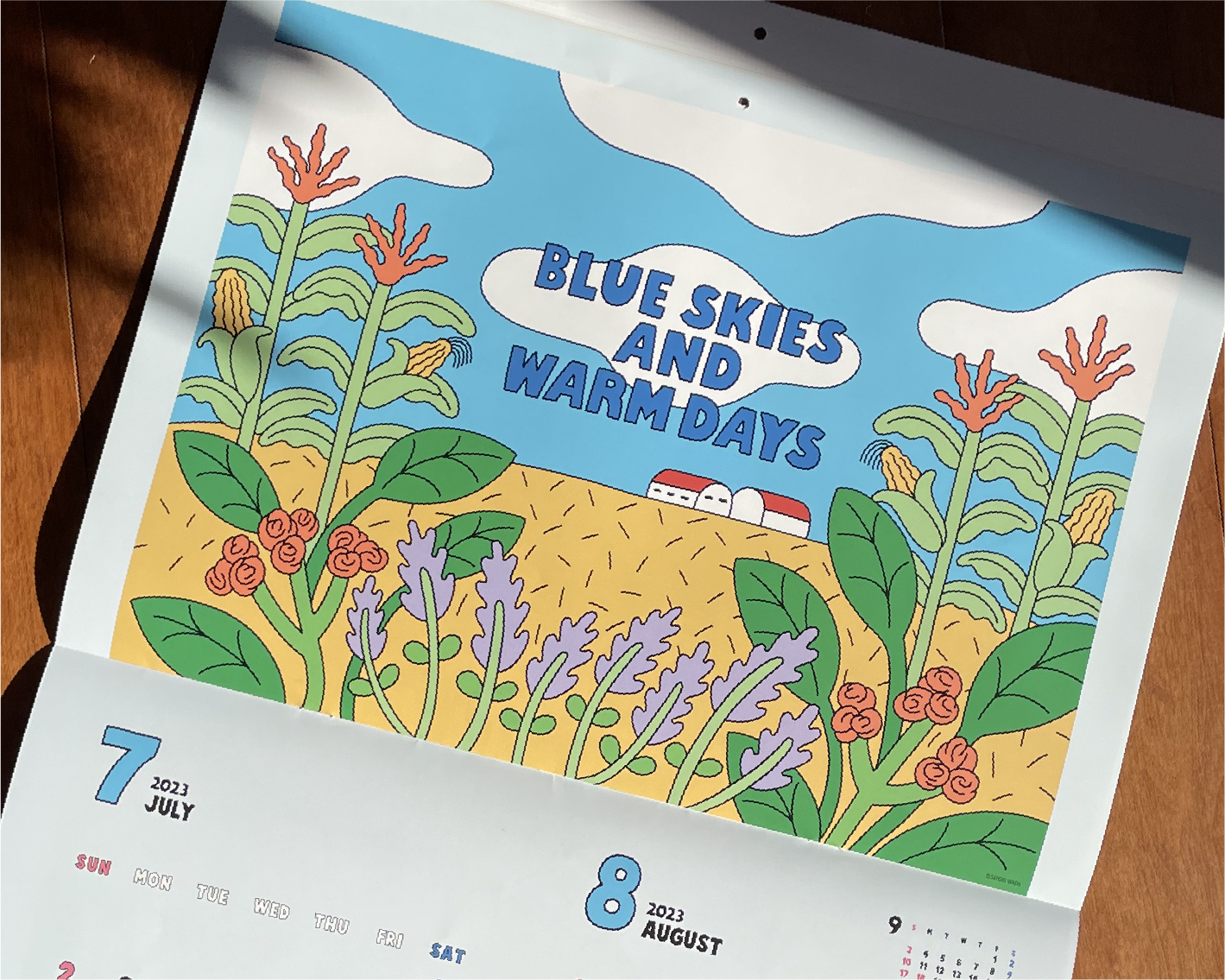 Detail of 2023 calendar illustrations for HOKUREN agricultural cooperative created by freelance illustrator Sayori Wada