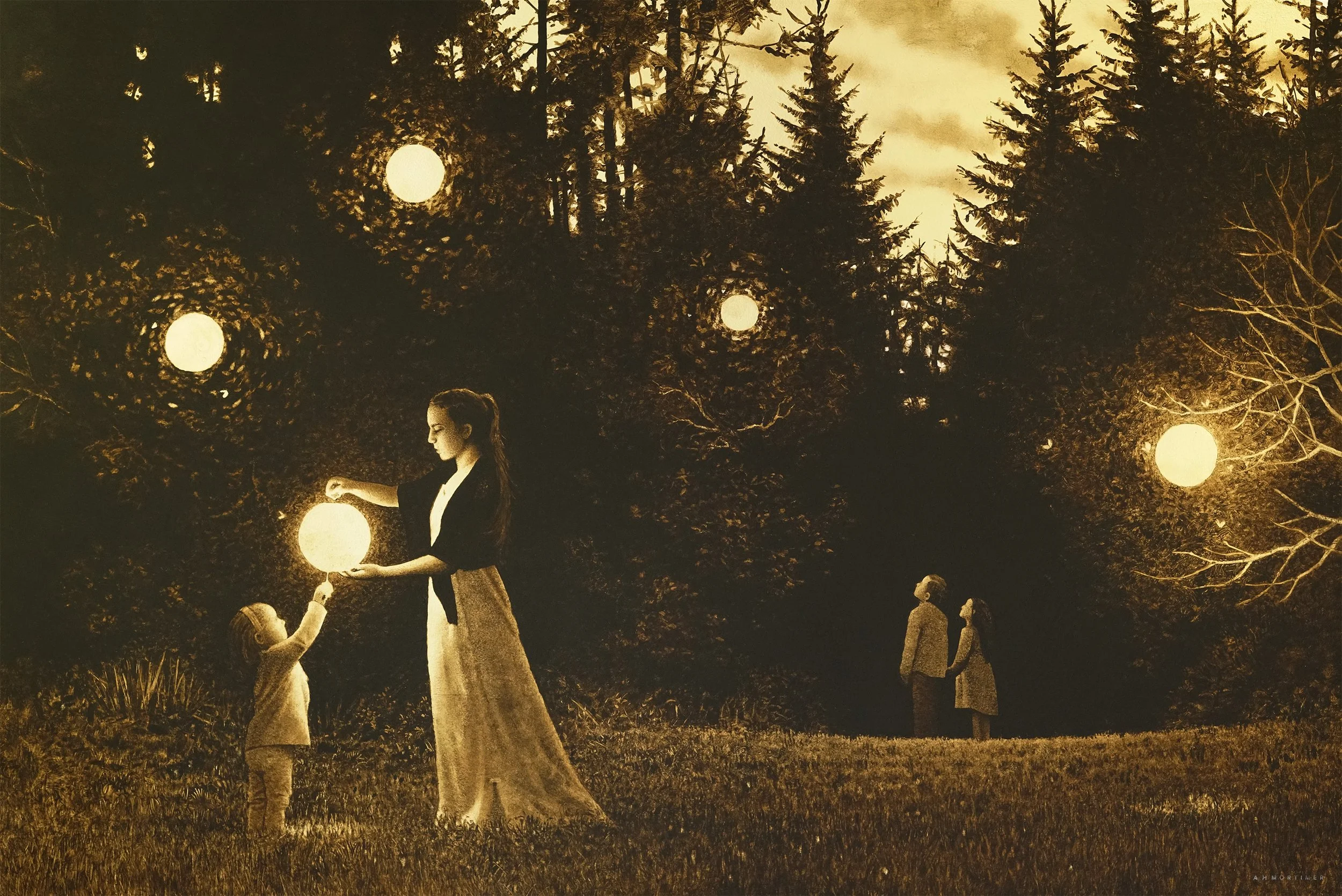 Oil painting on gold leaf by Andrew Mortimer