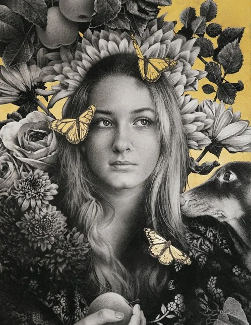 Charcoal and gold leaf artwork by Andrew Mortimer - gold leaf artist