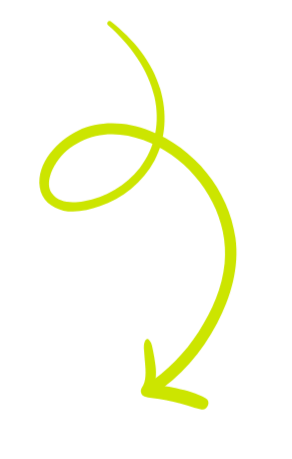 A lime green arrow pointing downward with a looping curl in the middle, on a black background.