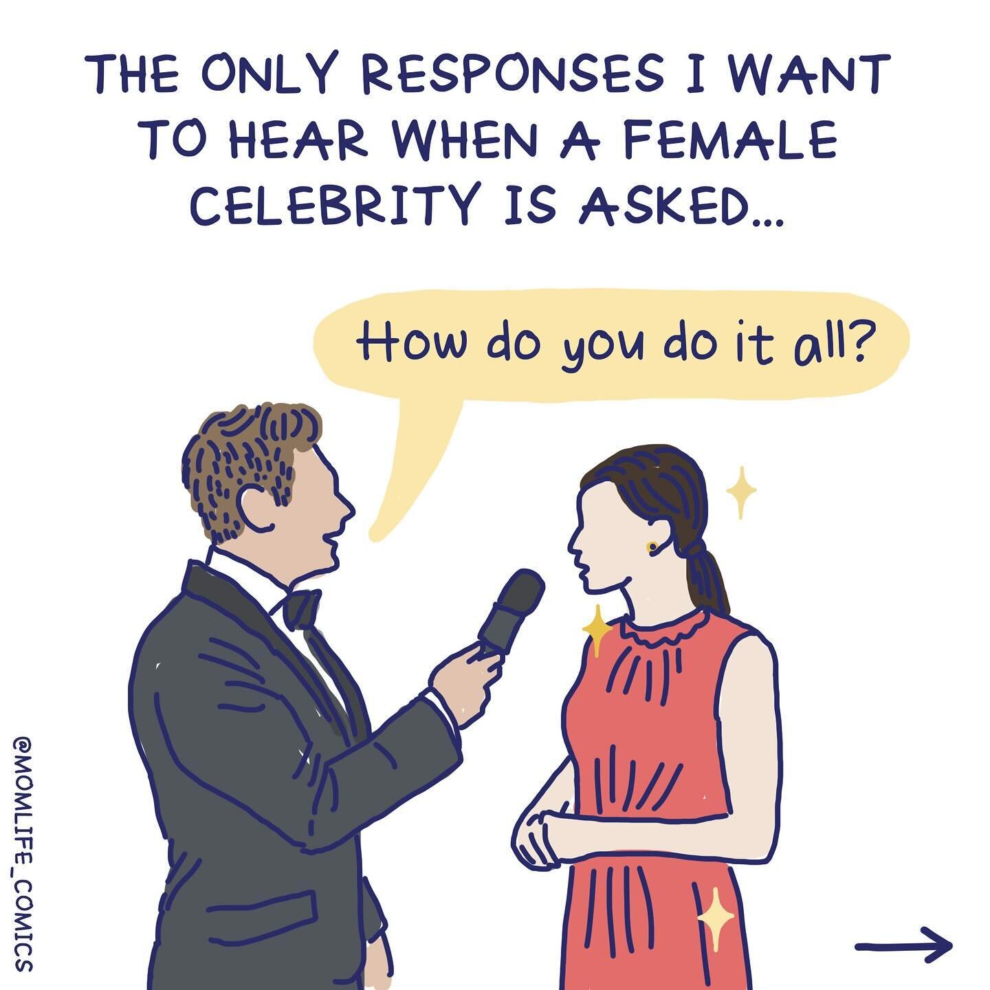 Reposting this one from last year in honor of the Oscars tonight {let&rsquo;s see how many MEN get asked this question, shall we?}&hellip;

Share your favorite responses to this question below&hellip;👇
.
.
.
.
.

#motherhoodlife #realmotherhood #hon