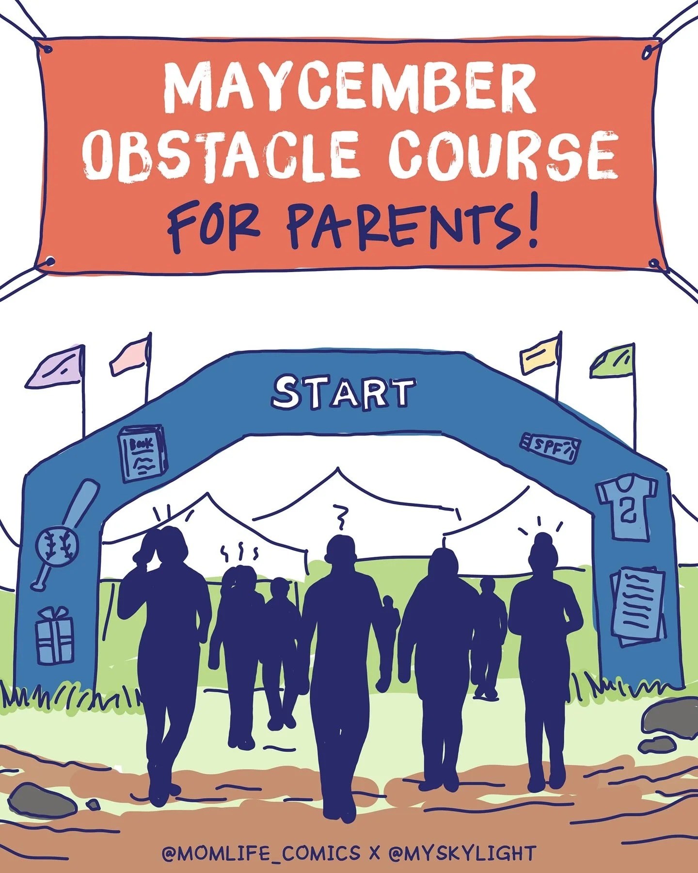 Happy Maycember, parents&nbsp;🫠 
As you try your best to make it over every obstacle thrown your way this month, just remember that on the other side (and around&nbsp;every corner), there will be YET ANOTHER obstacle (or event, task, important to-do
