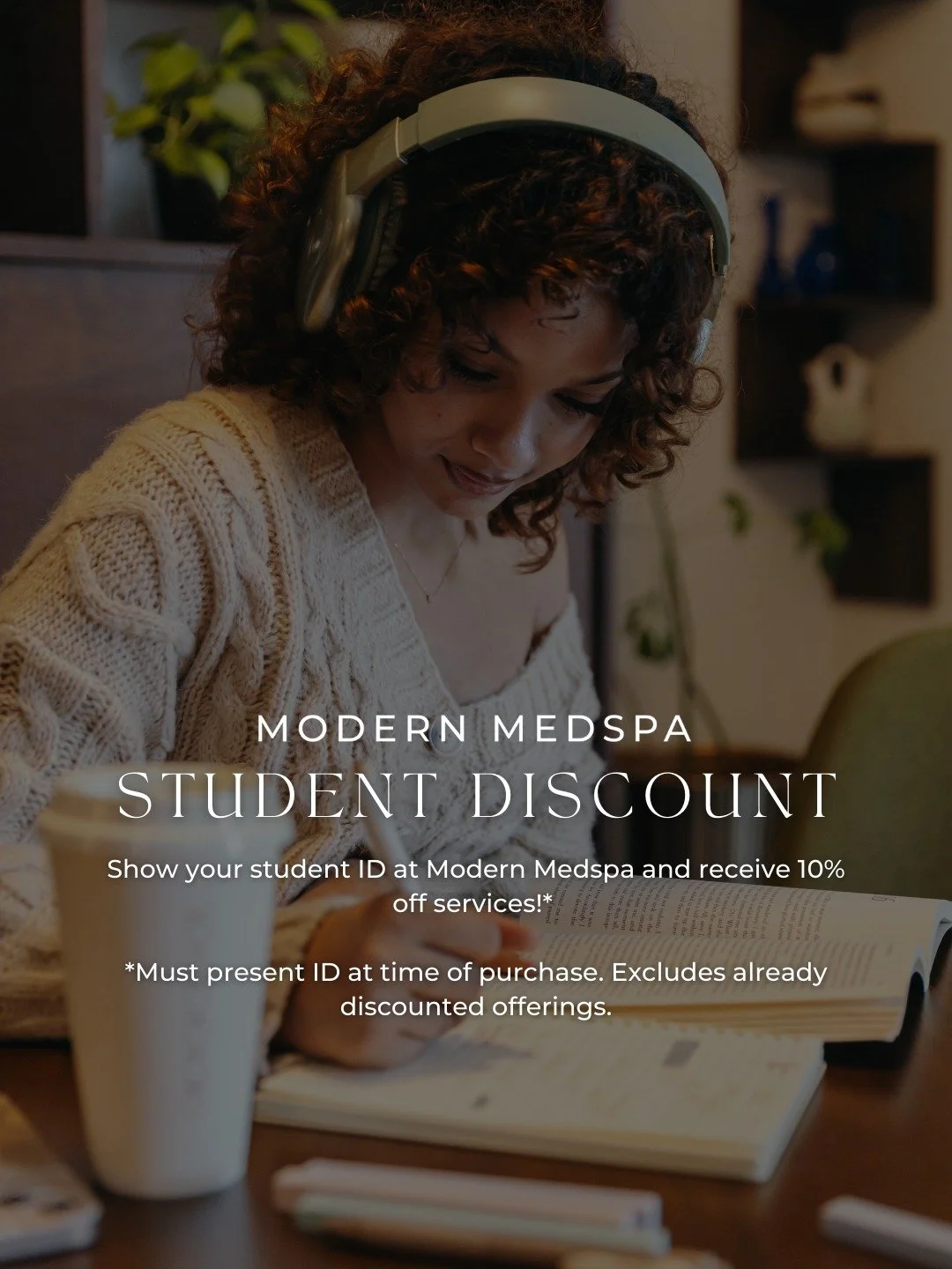 A little self-care goes a long way🫶 Show your student ID at Modern Medspa and receive 10% off services!
