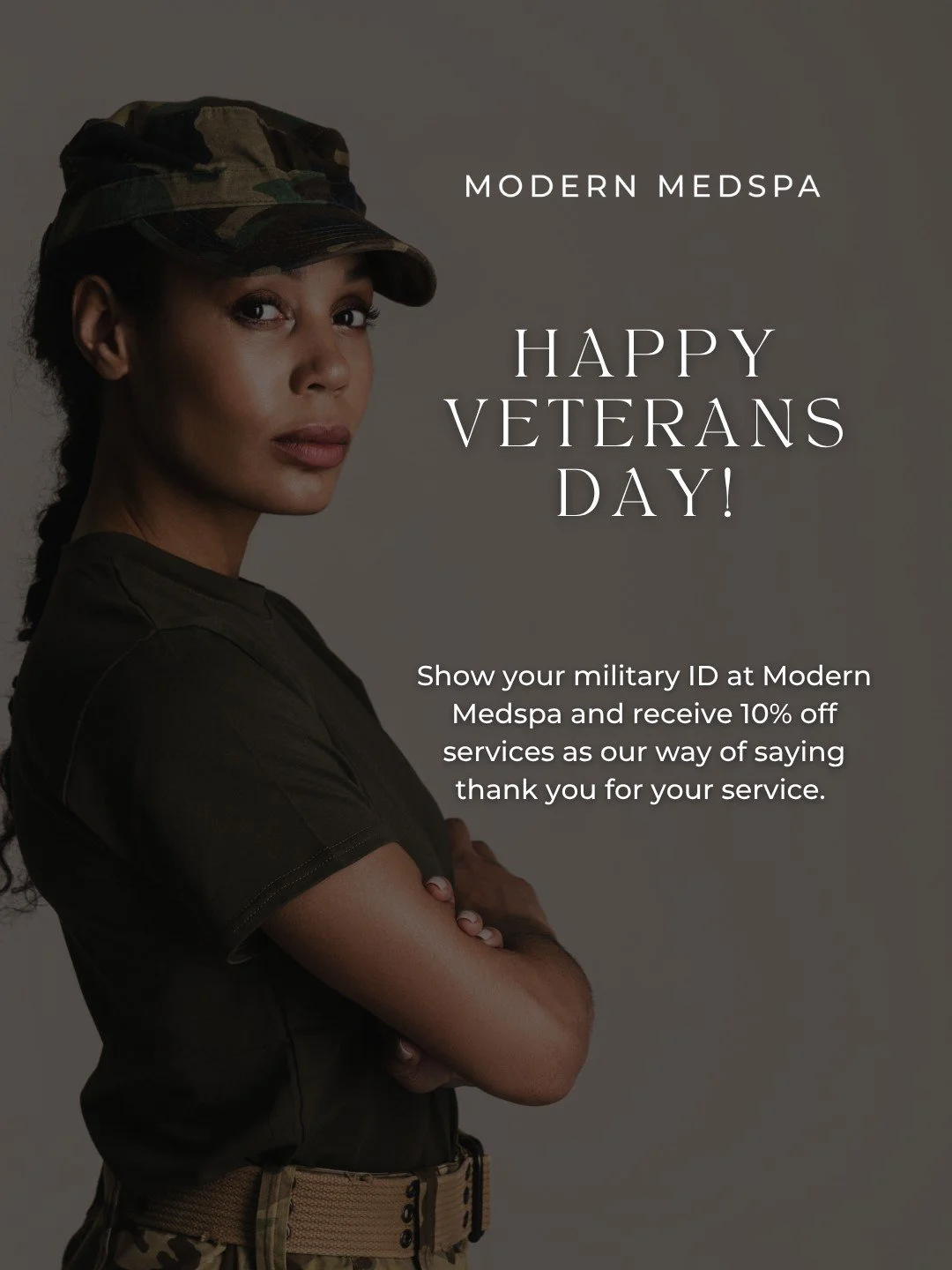 We&rsquo;re grateful for the courage and dedication of our veterans🫶 Visit Modern Medspa this Veterans Day and enjoy 10% off services with your military ID!