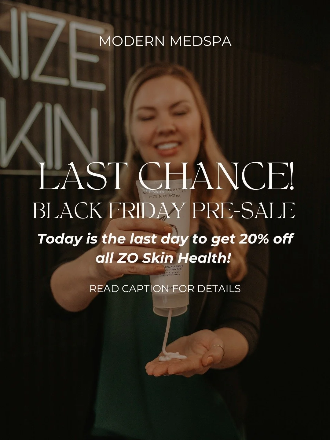 Today&rsquo;s the last day to get 20% off all ZO Skin Health products! 😍 Text your order to (603) 770-8597 &mdash; no walk-ins, please. Pick up your products by today or we&rsquo;ll ship them straight to your door for free!