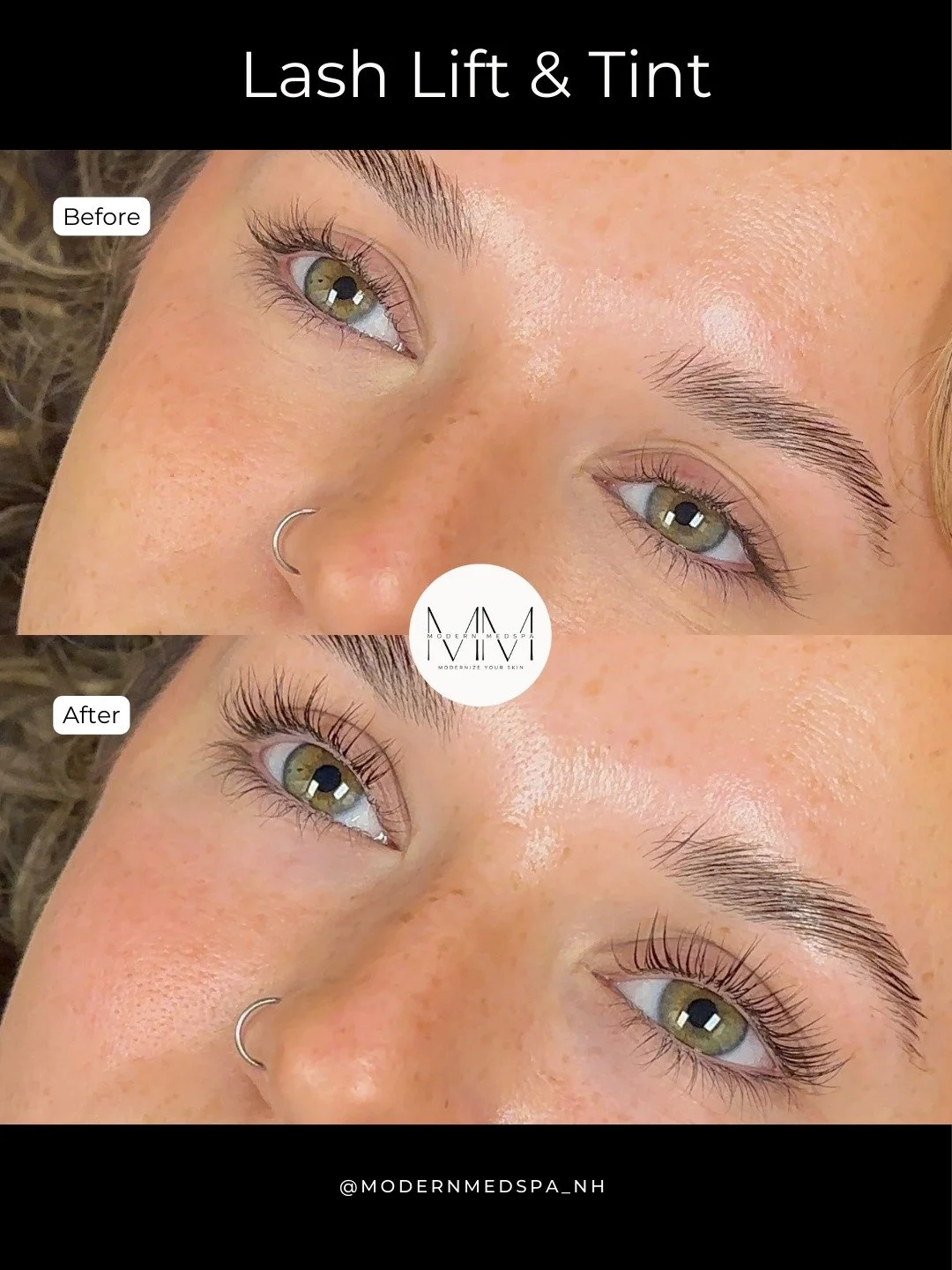 Lash lift + tint results ✨ Darker, longer-looking lashes with zero mascara!
