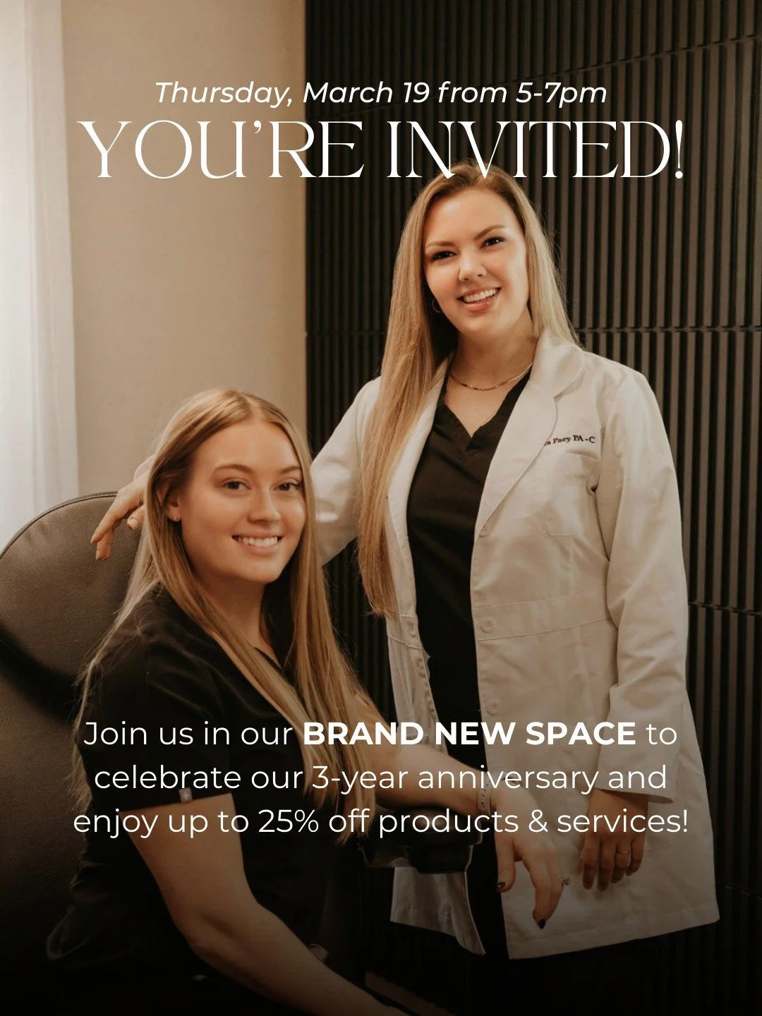 We&rsquo;re growing and expanding! Come celebrate our 3-Year Anniversary &amp; Grand Re-Opening on Thursday, March 19 from 5&ndash;7PM  AND enjoy up to 25% off products &amp; services 🥳

Our new space, right next to our old one, is bigger and better