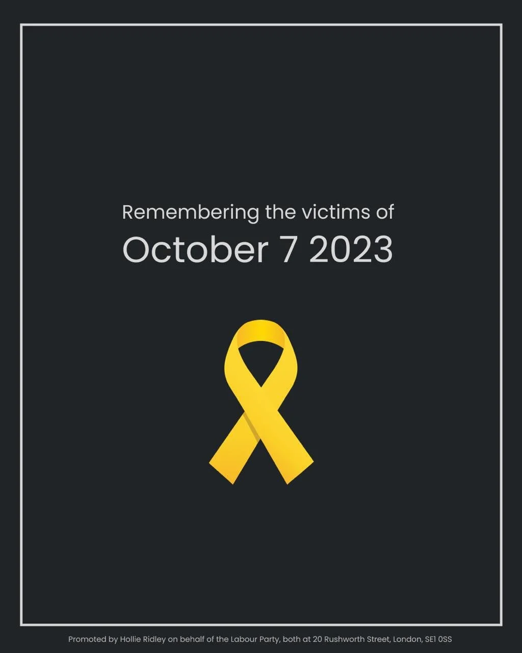 Today, we remember all those killed in the horrific Hamas terrorist attacks of October 7.

We stand firmly with the Jewish community against hate, continue to demand the safe return of all hostages and to work for a just and lasting peace.