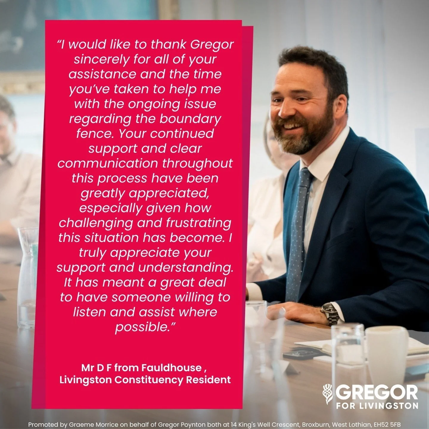 I&rsquo;m always grateful when local residents take the time to share feedback like this 📨

Since being elected, I&rsquo;ve helped thousands of constituents across Livingston with issues big and small, from boundary fences to benefit delays, housing