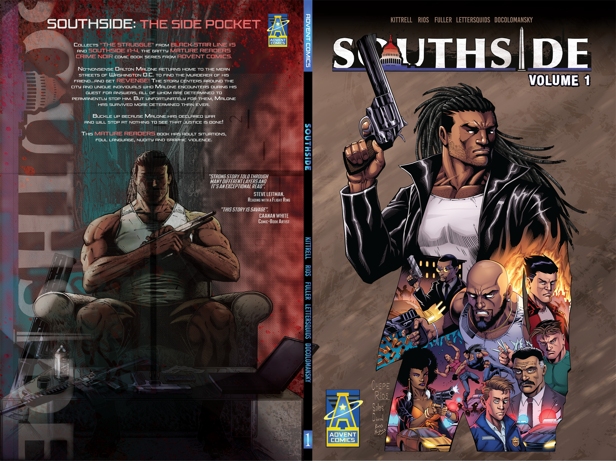 SOUTHSIDE Script by Tony Kitrell, Art by Chepe Rios. Lettering by Lettersquids! and logo design by Cristian Docolomansky Published by Advent Comics